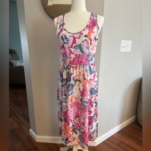 Joules Pink and Purple Floral Midi Dress